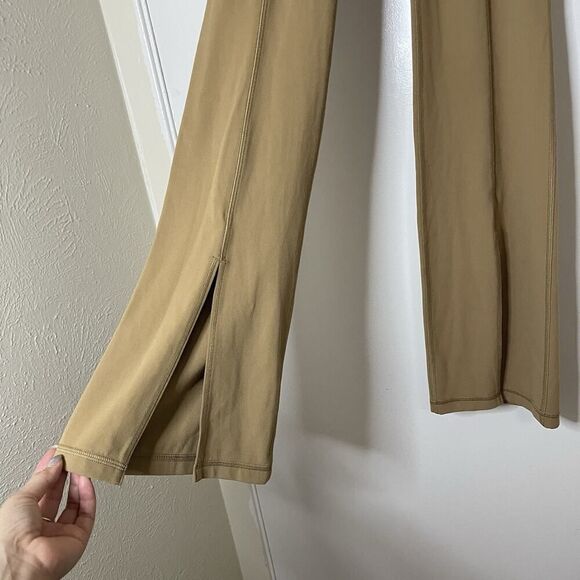 NEW! Aritzia TNA butter high rise kick flare split hem pull on tan pants Small - Picture 3 of 5